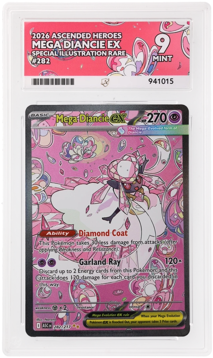 Mega Diancie EX #282 ACE Graded 9 Mint – Ascended Heroes Slab