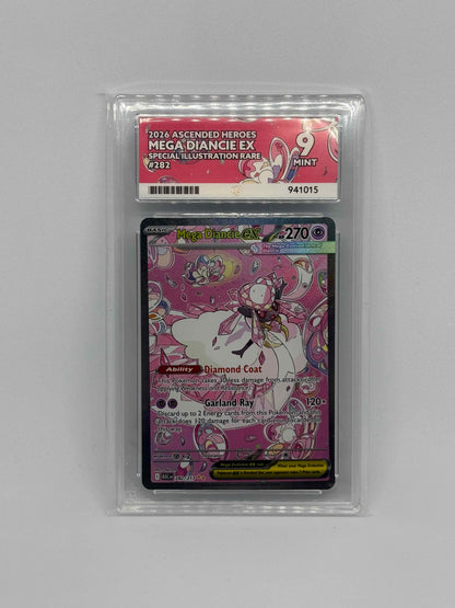 Mega Diancie EX #282 ACE Graded 9 Mint – Ascended Heroes Slab