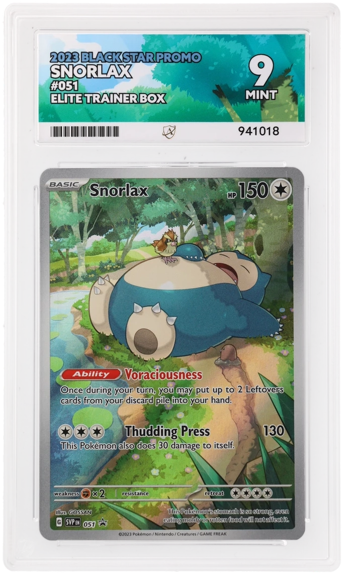 Snorlax #051 Black Star Promo ACE Graded 9 Mint – 151 Promo Slab